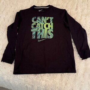 Nike T-Shirt Boy‎ Youth large Long Sleeve Athletic Neck “Can't Catch This” Blck